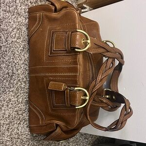 Coach Tan Leather Satchel with Gold Hardware
